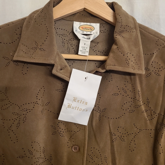 Brown Cutout Floral Pattern Button Down Y2K Talbots Top nwt - Picture 2 of 3